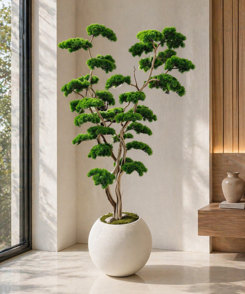 Beyaz Fiber Saksıda Tasarım Bonsai Ağacı 190 cm