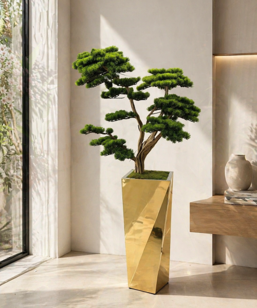 Titanyum Gold Geometrik Saksıda Bonsai Ağacı 185 cm
